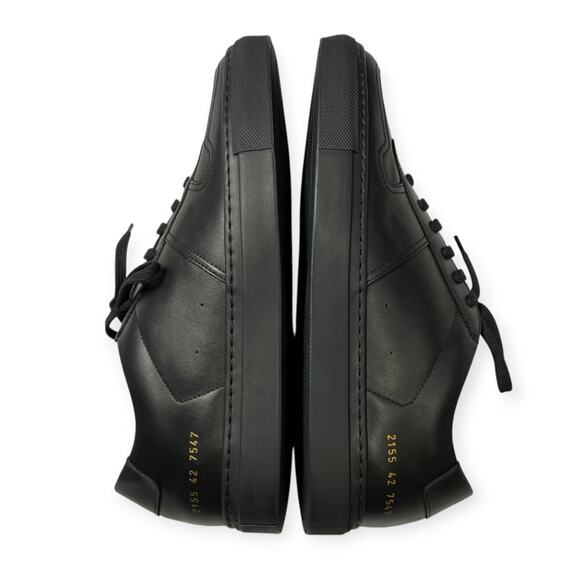 NEW Common Projects Bball Low Top Leather Sneakers MENS 42 Black Trainers 2155 - Picture 8 of 15